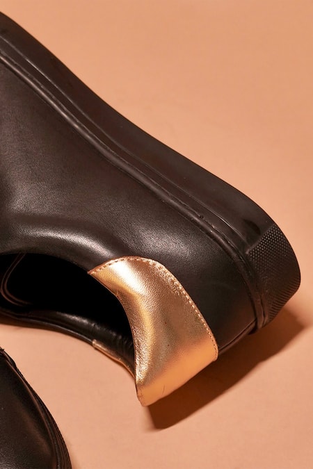 Buy_Dmodot_Black Leather Zip Sneakers 