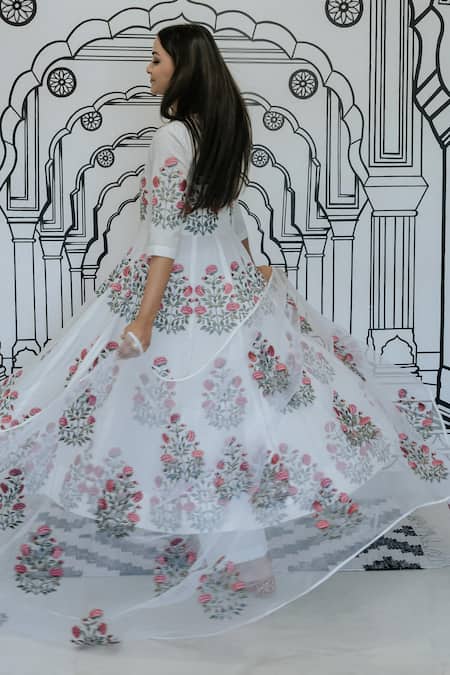 Gulabo Jaipur Wafa Floral Threadwork Anarkali Pant Set 