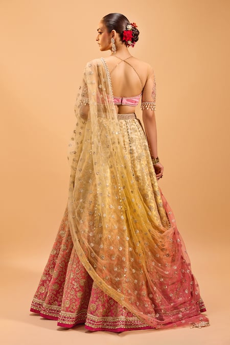 Cedar & Pine Ombre Embroidered Lehenga Set 