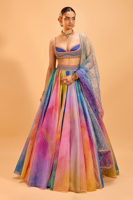 Cedar & Pine Shaded Embroidered Lehenga Set 