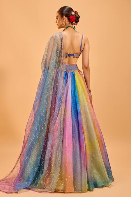 Cedar & Pine Shaded Embroidered Lehenga Set 
