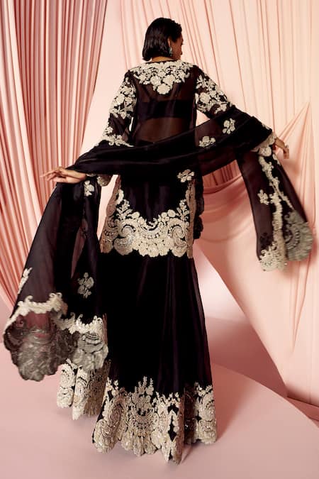 Pankaj & Nidhi Charisma Floral Embellished Kurta Sharara Set 