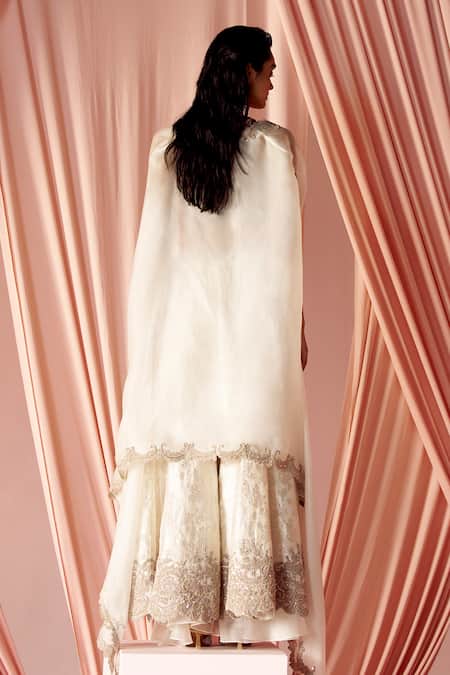 Pankaj & Nidhi Charisma Scallop Embroidered Cape Sharara Set 