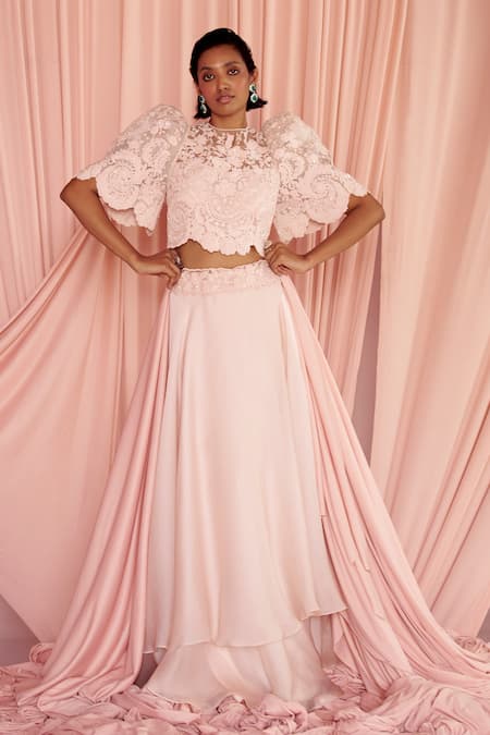 Pankaj & Nidhi Charisma Floral Embellished Top With Skirt 