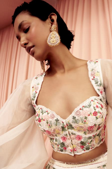 Buy Pankaj & Nidhi Ivory Tulle, Silk Organza Sequins, Inverness Floral Lehenga Blouse Set Online at Aza Fashions Buy_Pankaj & Nidhi_Ivory Tulle, Silk Organza Sequins, Inverness Floral Lehenga Blouse Set _Online_at_Aza_Fashions