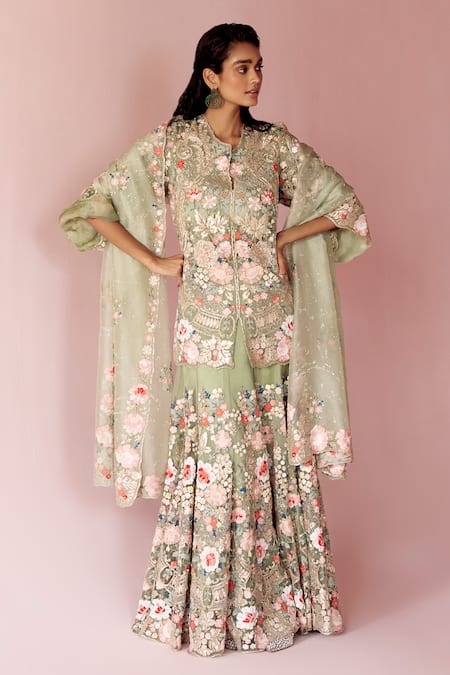 Pankaj & Nidhi Miera Hand Embellished Kurta Sharara Set 