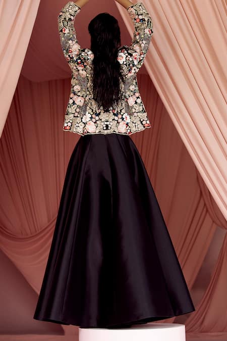 Pankaj & Nidhi Miera Floral Applique Jacket With Skirt 