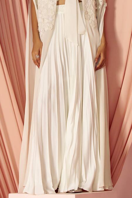 Pankaj & Nidhi Pink Silk, Georgette Embroidery, Vintner Handmade Floral Work Cape And Skirt Set Online at Aza Fashions Pankaj & Nidhi_Pink Silk, Georgette Embroidery, Vintner Handmade Floral Work Cape And Skirt Set _Online_at_Aza_Fashions