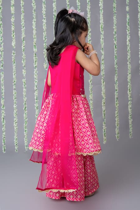Shop Label Neeti Pink Georgette, Cotton Satin, Cotton, Net Mirrors, Embroidered Kurti Sharara Set at Aza Fashions Shop_Label Neeti_Pink Georgette, Cotton Satin, Cotton, Net Mirrors, Embroidered Kurti Sharara Set _at_Aza_Fashions