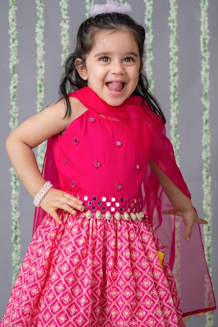 Label Neeti Pink Georgette, Cotton Satin, Cotton, Net Mirrors, Embroidered Kurti Sharara Set Online at Aza Fashions Label Neeti_Pink Georgette, Cotton Satin, Cotton, Net Mirrors, Embroidered Kurti Sharara Set _Online_at_Aza_Fashions