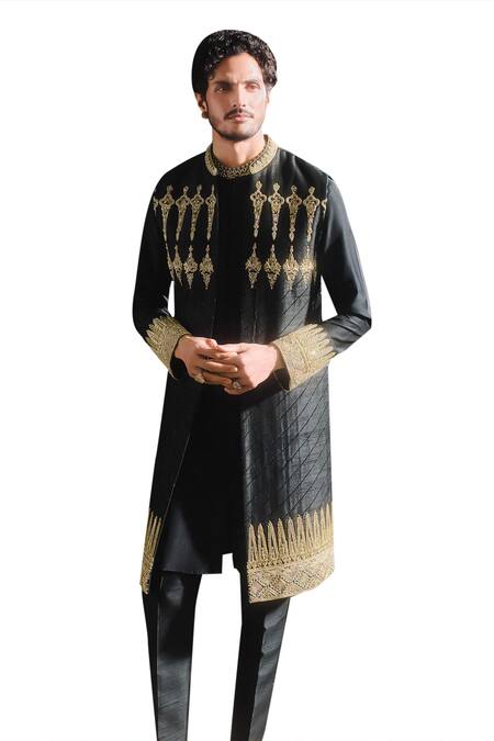 Buy Masaba Black Silk Embroidery, Zari Embellished Bundi Kurta Set Online at Aza Fashions Buy_Masaba_Black Silk Embroidery, Zari Embellished Bundi Kurta Set _Online_at_Aza_Fashions