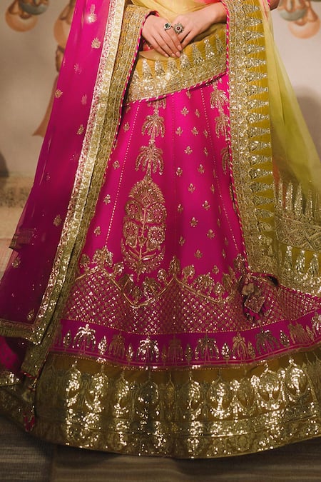 Masaba_Pink , Organza, Organza, Tulle Cut Rose Falooda Bridal Lehenga Set _Online_at_Aza_Fashions