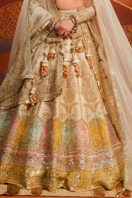 Masaba Beige , Tulle, Organza Embroidery, Bombay Barfi Bridal Lehenga Set Online at Aza Fashions Masaba_Beige , Tulle, Organza Embroidery, Bombay Barfi Bridal Lehenga Set _Online_at_Aza_Fashions