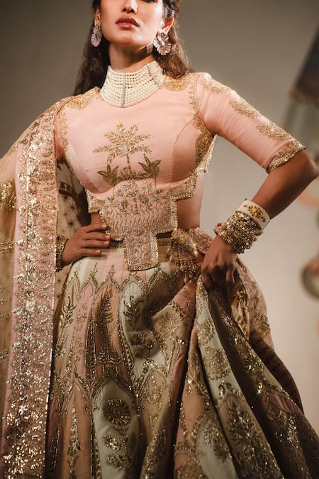 Buy_Masaba_Multi Color , Organza Zari, Rabri Embellished Bridal Lehenga Set _Online_at_Aza_Fashions