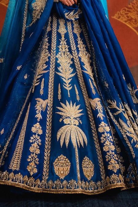 Masaba Blue , Tulle, Organza Zari, Embroidery, Neel Bahar Bridal Lehenga Set Online at Aza Fashions Masaba_Blue , Tulle, Organza Zari, Embroidery, Neel Bahar Bridal Lehenga Set _Online_at_Aza_Fashions
