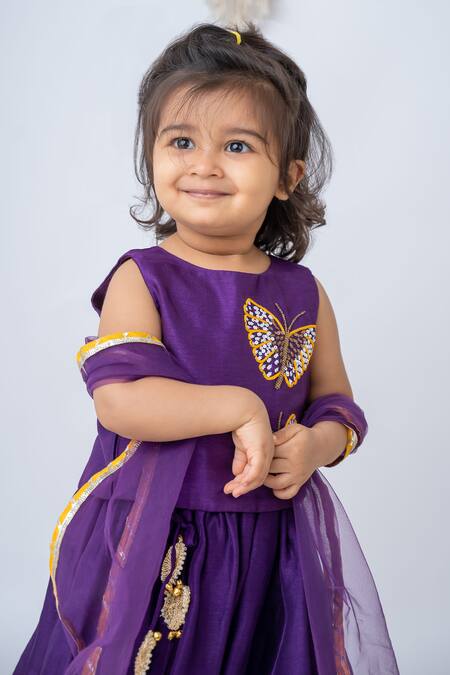 Buy Label Neeti Purple Silk, Cotton Sequins, Embroidery Layered Lehenga And Top Set Online at Aza Fashions Buy_Label Neeti_Purple Silk, Cotton Sequins, Embroidery Layered Lehenga And Top Set _Online_at_Aza_Fashions