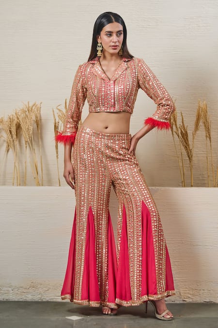 Akanksha Mago Embroidered Crop Top & Gharara Set 