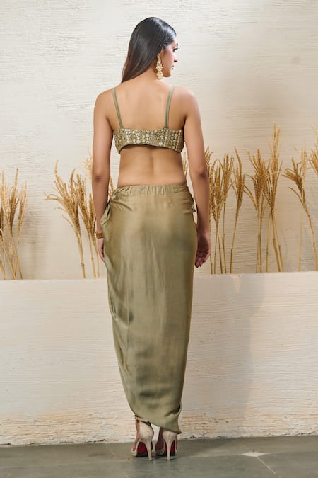 Akanksha Mago Asymmetric Embroidered Draped Dress 