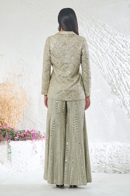 Akanksha Mago Embroidered Jacket Kurta & Sharara Set 