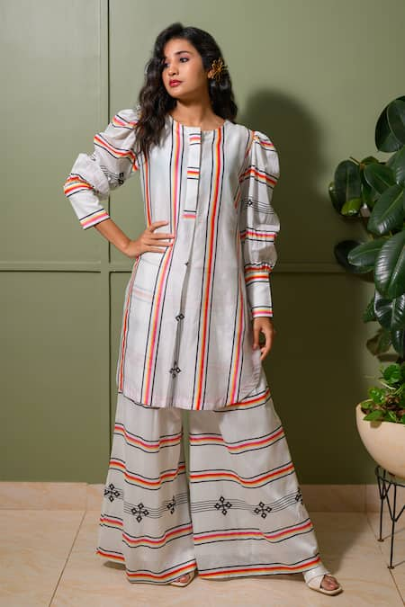 PRACHI KAMAT Astron Ray Vibe Print Kurta Palazzo Pant Set 