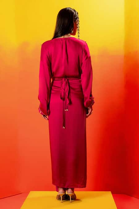 Prahnaaya Luna Zari Embroidered Tie Up Dress 