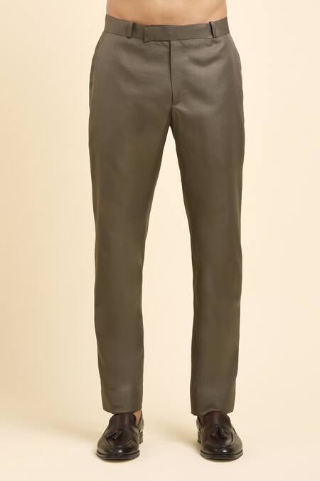 Buy_Arihant Rai Sinha_Gray Suede, Cotton, Satin Beads, Cut Work Grey Hand Embroidered Tuxedo Set _Online_at_Aza_Fashions