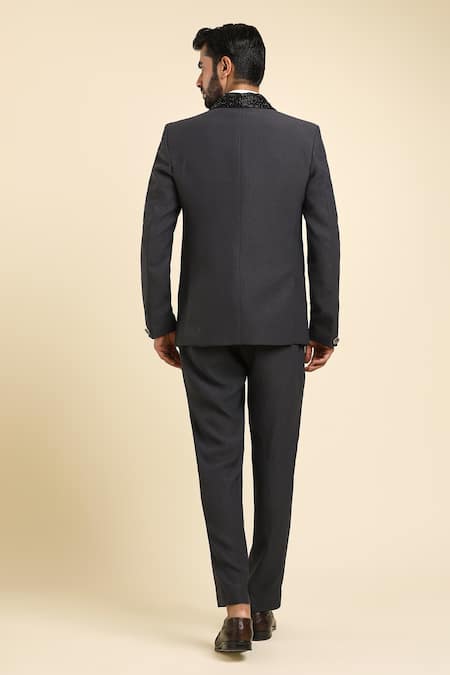 Arihant Rai Sinha Grey Embroidered Tuxedo Set 