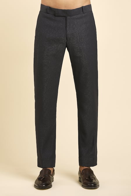 Buy_Arihant Rai Sinha_Gray Satin, Cotton, Wool, Suede, Brocade, Silk Beads, Cut Work, Grey Tuxedo Set _Online_at_Aza_Fashions