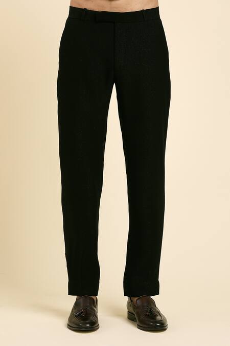 Buy Arihant Rai Sinha Black Cotton, Satin, Suede Beads, Cut Toal Jaal Embroidered Tuxedo Trouser Set Online at Aza Fashions Buy_Arihant Rai Sinha_Black Cotton, Satin, Suede Beads, Cut Toal Jaal Embroidered Tuxedo Trouser Set _Online_at_Aza_Fashions