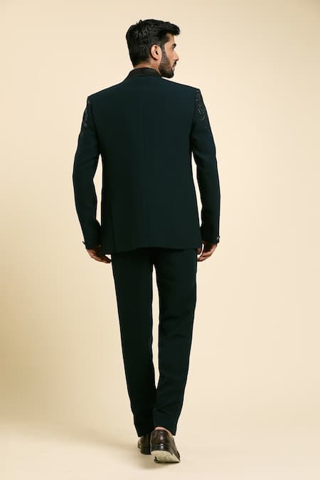 Arihant Rai Sinha Green Floret Embroidered Tuxedo Set 