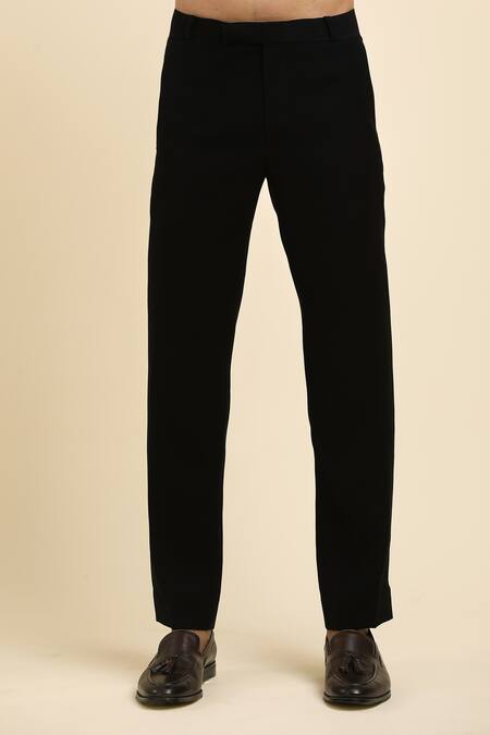 Arihant Rai Sinha Black Cotton Cut Work, Beads Flower Vine Embroidered Tuxedo Trouser Set Online at Aza Fashions Arihant Rai Sinha_Black Cotton Cut Work, Beads Flower Vine Embroidered Tuxedo Trouser Set _Online_at_Aza_Fashions