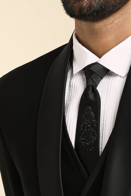 Buy Arihant Rai Sinha Black Cotton Cut Work, Beads Flower Vine Embroidered Tuxedo Trouser Set Online at Aza Fashions Buy_Arihant Rai Sinha_Black Cotton Cut Work, Beads Flower Vine Embroidered Tuxedo Trouser Set _Online_at_Aza_Fashions