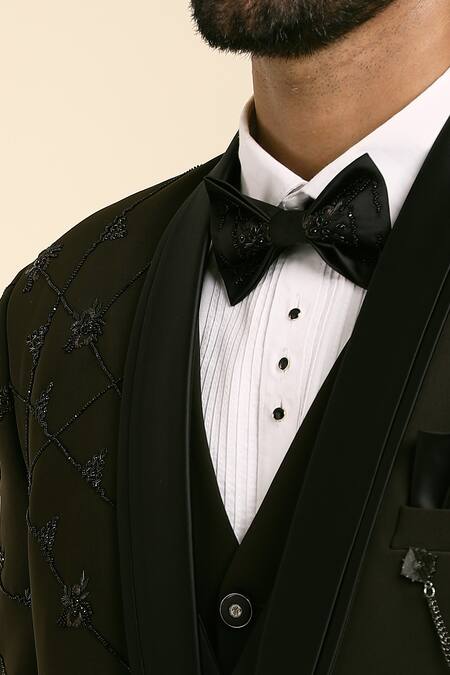 Arihant Rai Sinha_Green Cotton, Taffeta, Polyester Cut Work, Placement Jaal Tuxedo Trouser Set _at_Aza_Fashions