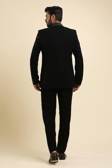 Arihant Rai Sinha Trellis Embroidered Black Tuxedo Set 
