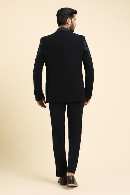 Arihant Rai Sinha Diamond Trellis Embroidered Tuxedo Trouser Set 