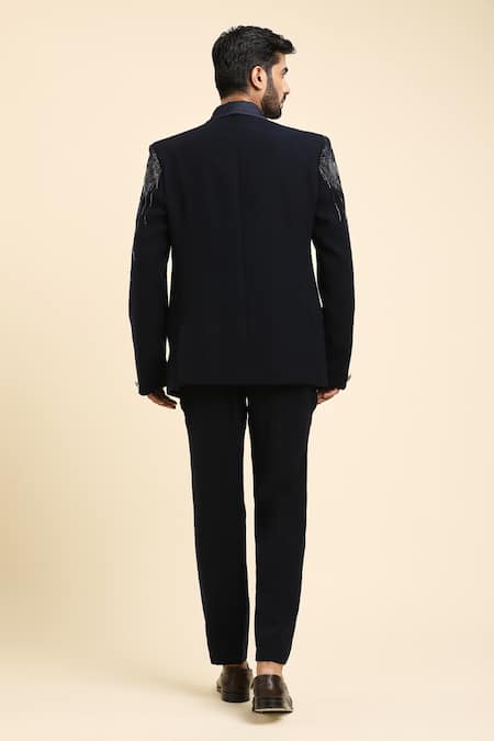 Arihant Rai Sinha Blue Abstract Embroidered Tuxedo Set 
