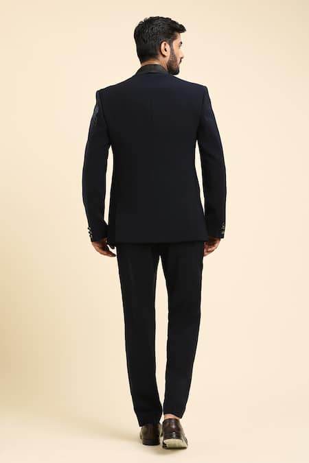 Arihant Rai Sinha Blue Placement Cutdana Embroidered Tuxedo Set 
