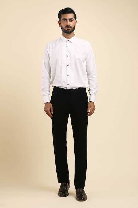 Shop Arihant Rai Sinha Black , Taffeta, Satin Beads, Linear Embroidered Tuxedo Trouser Set Shop_Arihant Rai Sinha_Black , Taffeta, Satin Beads, Linear Embroidered Tuxedo Trouser Set
