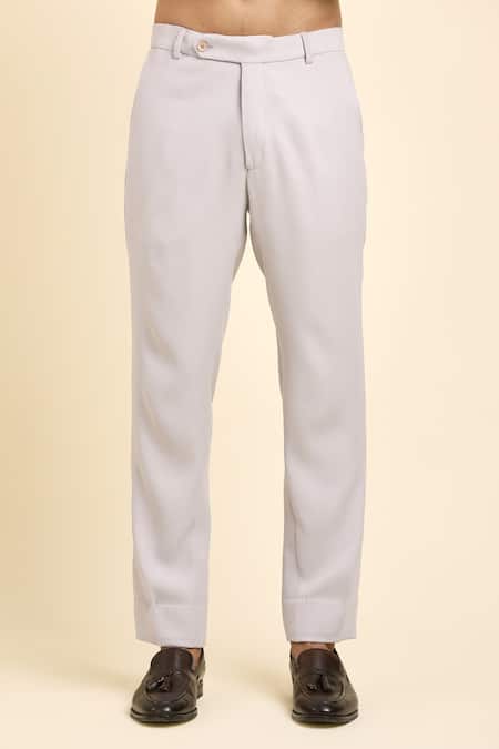 Buy_Arihant Rai Sinha_Grey Cotton Cut Work Hand Embroidered Bandhgala With Trouser 