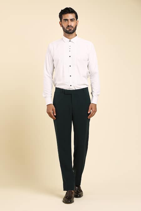 Shop_Arihant Rai Sinha_Green Cotton, Polyester Cut Work, Beads Cutdana Embroidered Tuxedo Set 