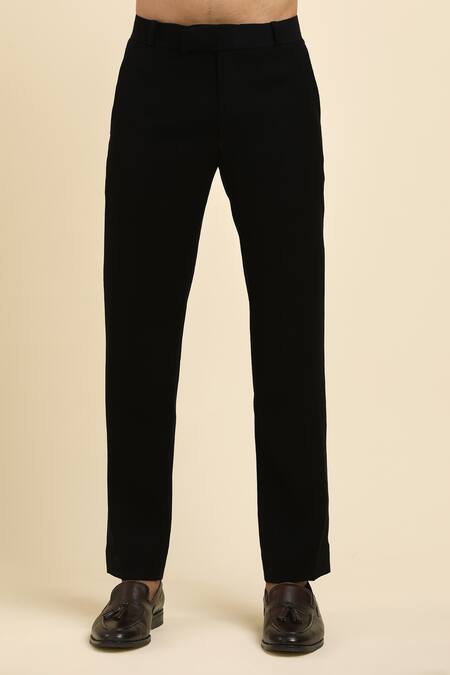 Arihant Rai Sinha_Black , Satin, Polyester Cut Abstract Wave Embroidered Tuxedo Set _Online_at_Aza_Fashions