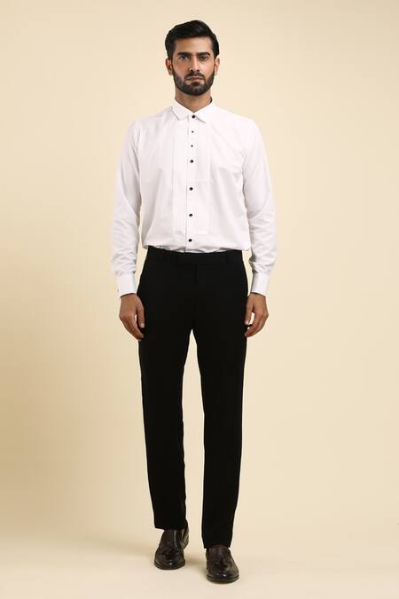 Buy_Arihant Rai Sinha_Black , Satin, Polyester Cut Abstract Wave Embroidered Tuxedo Set 