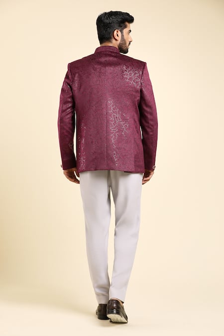 Arihant Rai Sinha Geometric Pattern Bandhgala & Trouser Set 