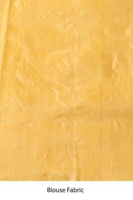 Dusala_Gold Kota Doria Marigold Flower Motif Handwoven Saree With Running Blouse Piece _at_Aza_Fashions