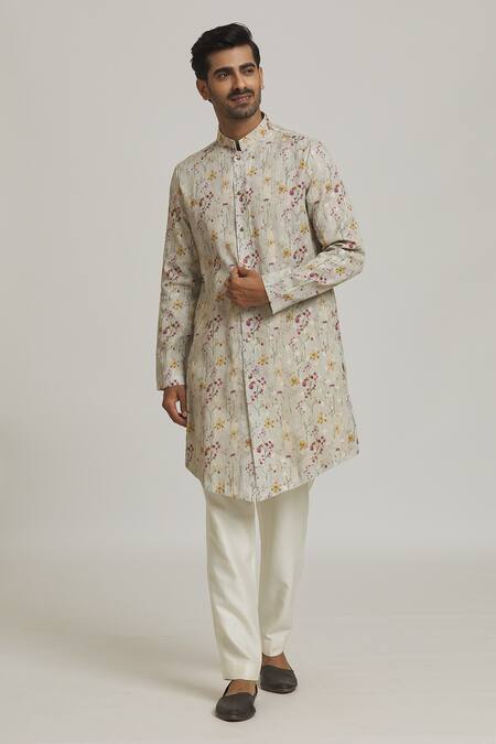 Buy Nero By Shaifali And Satya Ivory Cotton Printed Floral Kurta And Aligadi Pant Set Online at Aza Fashions Buy_Nero By Shaifali And Satya_Ivory Cotton Printed Floral Kurta And Aligadi Pant Set_Online_at_Aza_Fashions