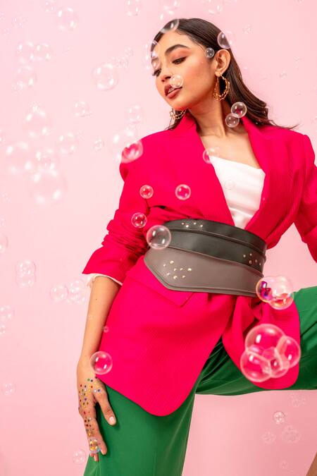 Immri_Gray Embellished Layered Scarf Belt _Online_at_Aza_Fashions