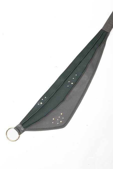 Buy_Immri_Gray Embellished Layered Scarf Belt _Online_at_Aza_Fashions