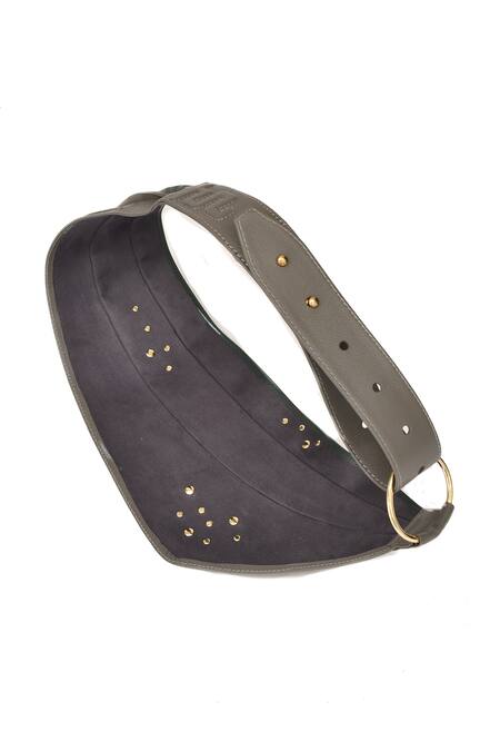 Immri_Gray Embellished Layered Scarf Belt _at_Aza_Fashions