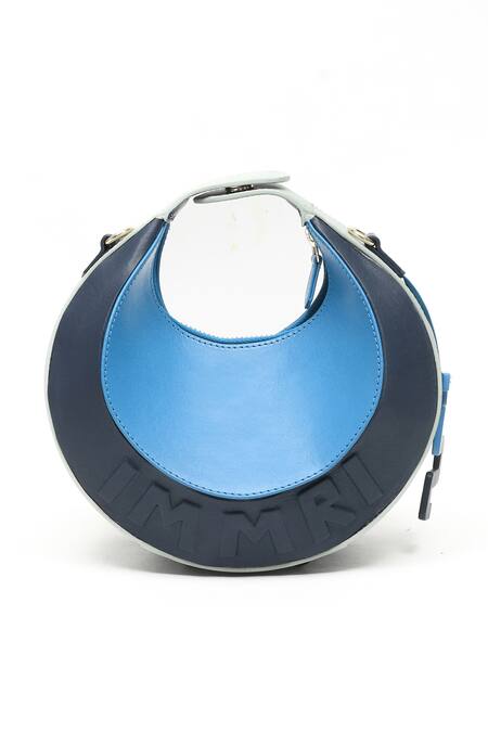 Buy_Immri_Blue Embellished Loop Crecent Handbag _Online_at_Aza_Fashions