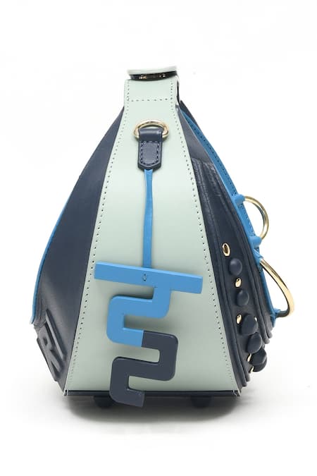 Shop_Immri_Blue Embellished Loop Crecent Handbag _Online_at_Aza_Fashions